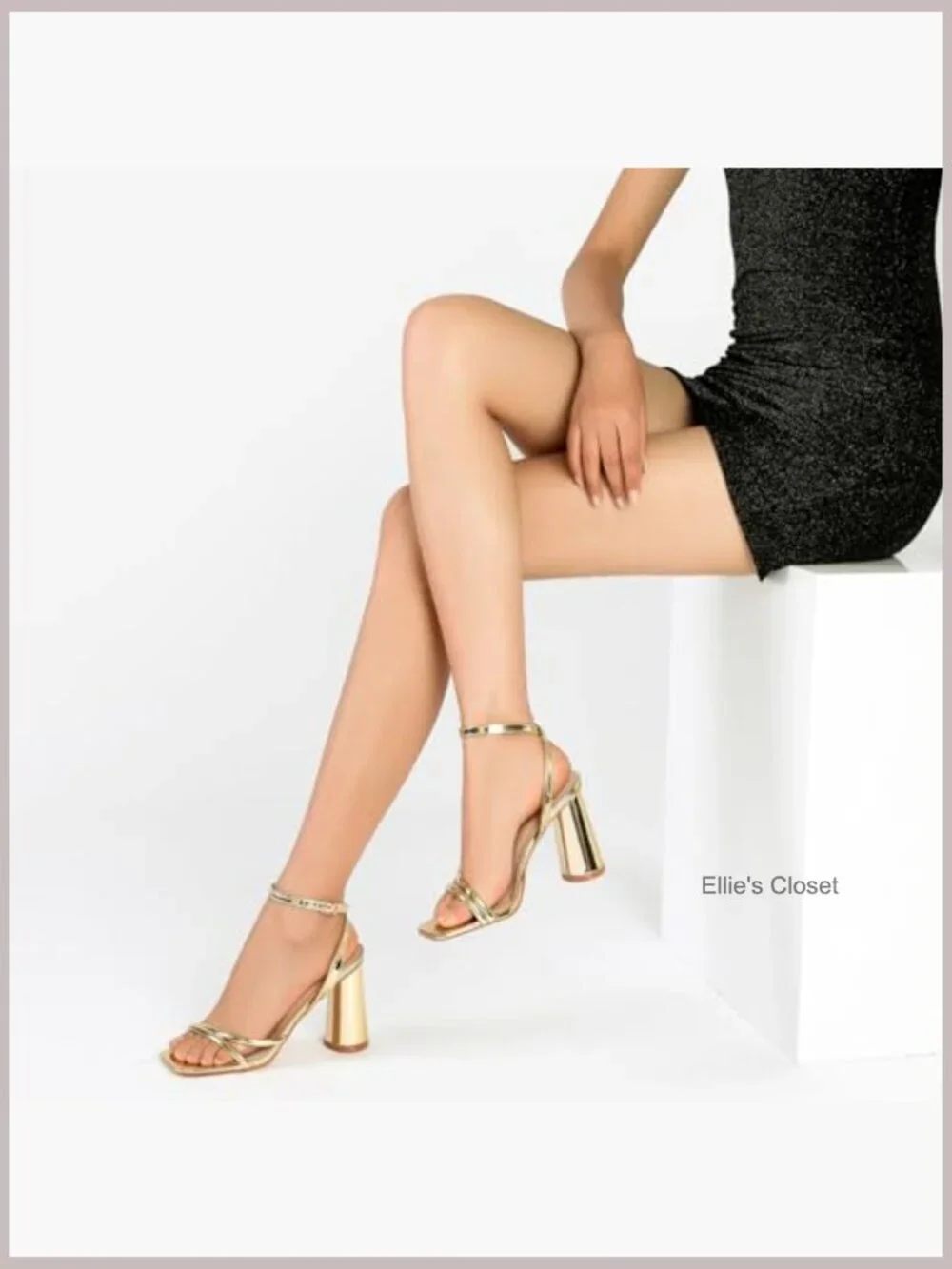 Block Heels Chunky Square Open Toe Strappy Ankle Strap High Heels Sandals for